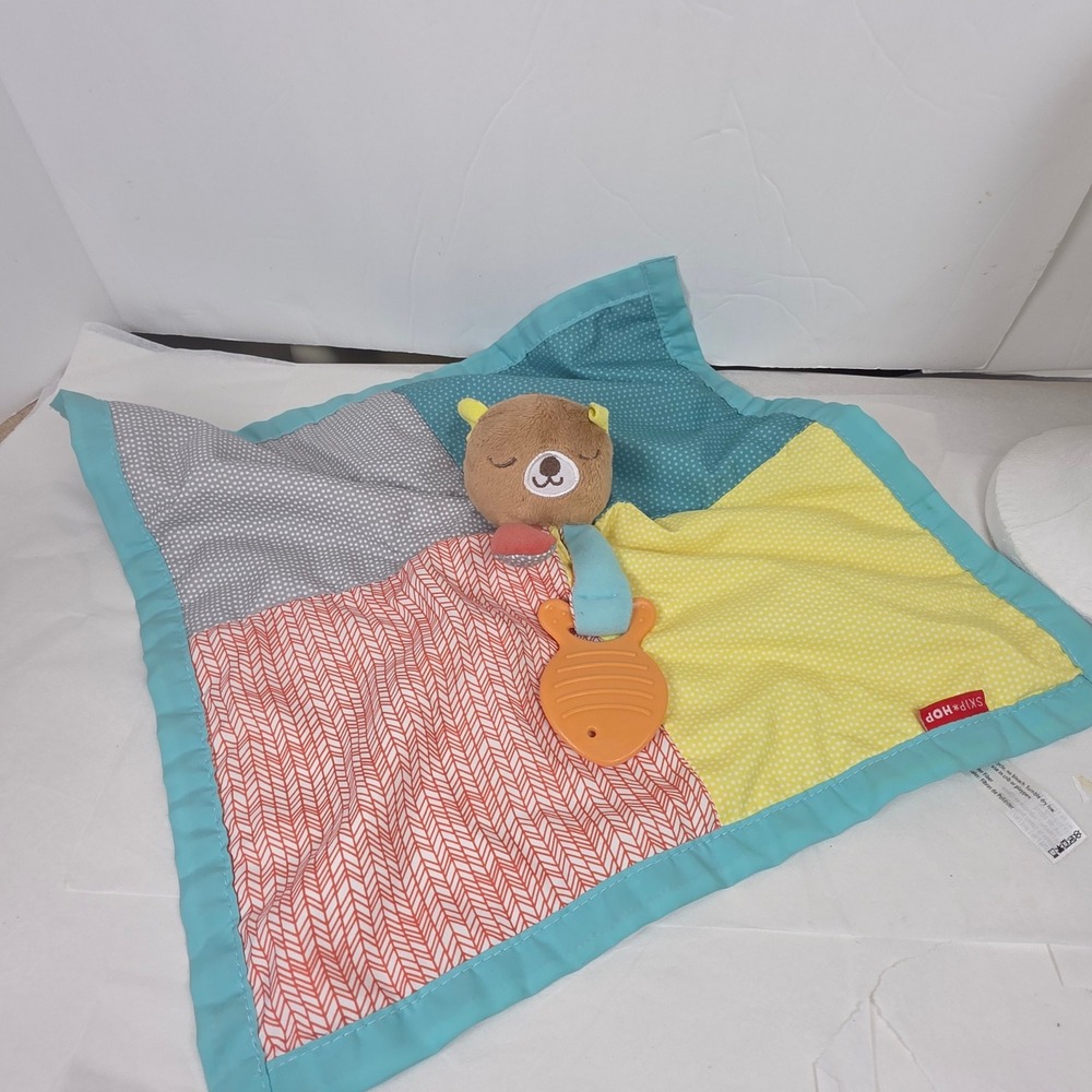 Skip Hop Baby Bear Security Blanket Lovey Patchwork Fish Teether 15x15 Multi